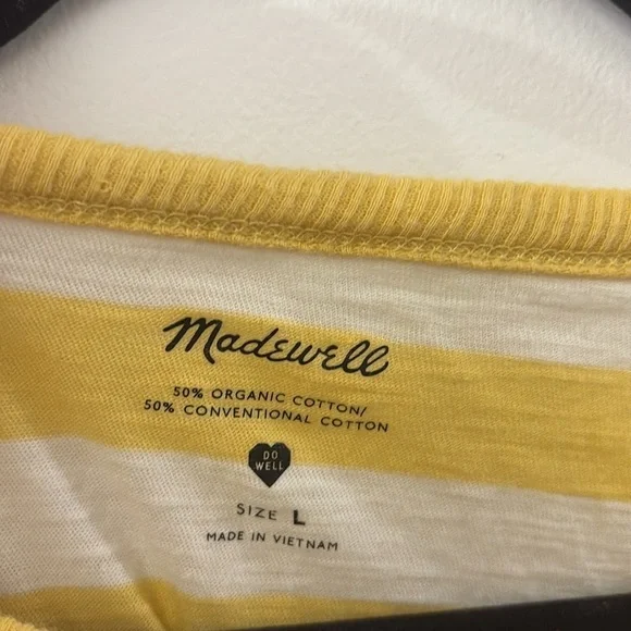 Madewell Yellow and White Striped Tee - women’s large - cotton - Picture 2 of 3